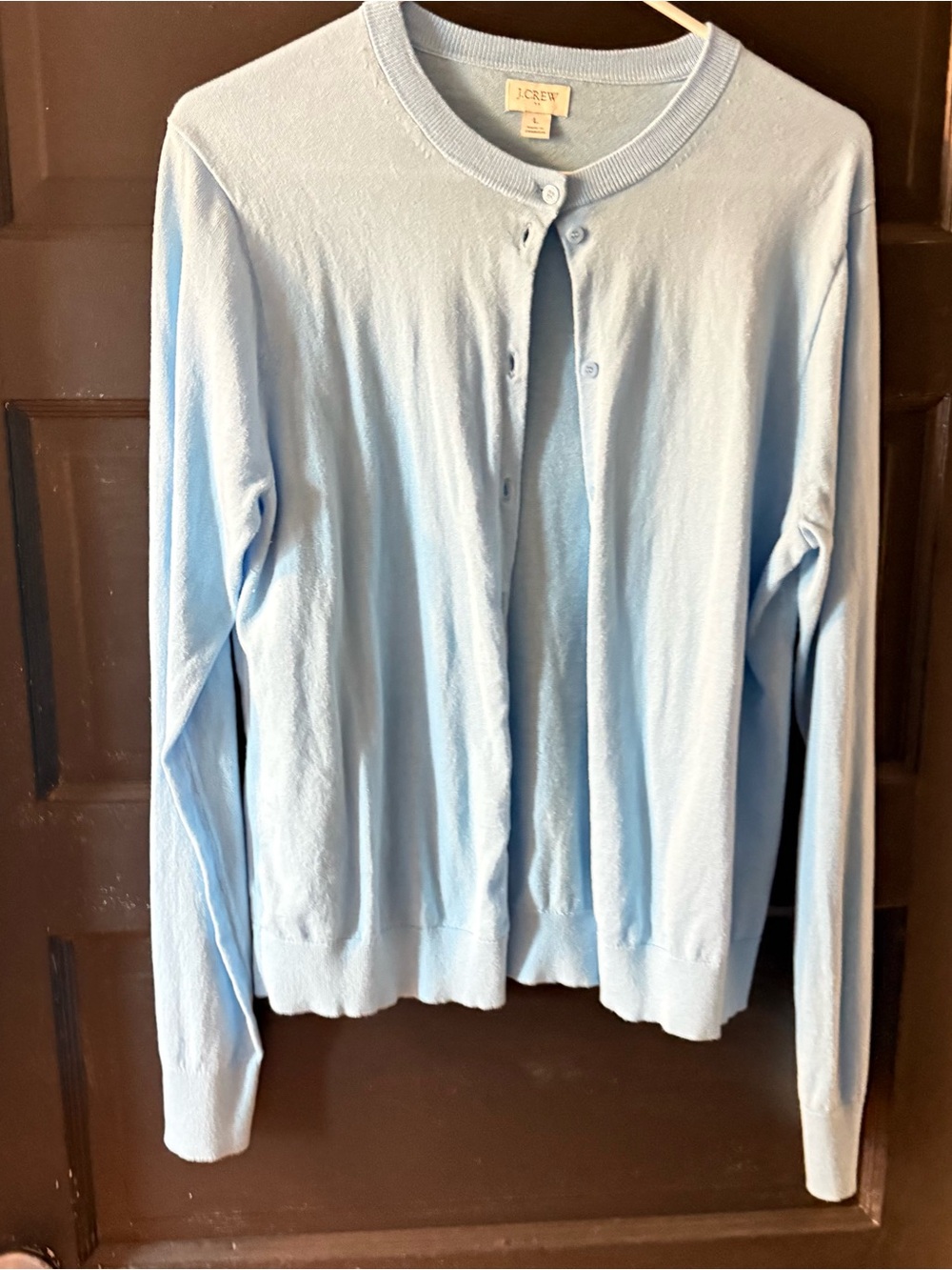 J. Crew Pale Blue Button-Front Crewneck Cardigan